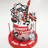 Guitar Cake Toppers Music Theme Birthday Cake Toppers Electric Guitar Model Rock And RollCake Decorations For Rockstar Theme Party Guitar Party Bass Party Supplies (Red)