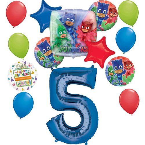 Anagram PJ Masks 5th Birthday Party Supplies Gekko Owlette Catboy Balloon Bouquet Decorations