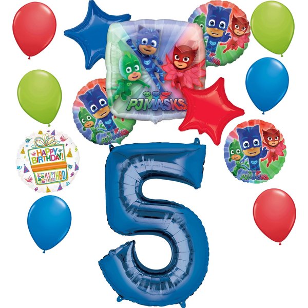 Anagram PJ Masks 5th Birthday Party Supplies Gekko Owlette Catboy Balloon Bouquet Decorations