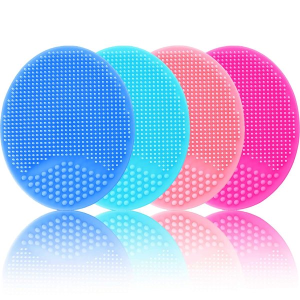 Face Scrubber, Facial Exfoliator, Face Scrub Brush, Soft Face Brush, Silicone Facial Cleansing Brush, Face Exfoliator Blackhead Acne Pore Cradle Cap Face Wash Brush for Deep Cleaning Skin Care 4 Pack
