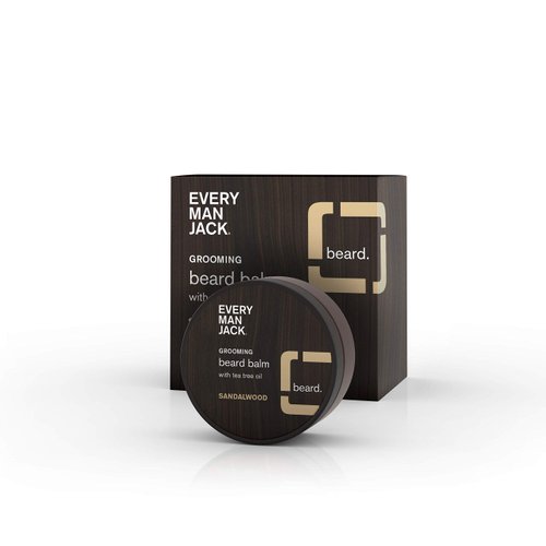 Every Man Jack Beard Balm - Subtle Sandalwood Fragrance - Moisturizes, Protects, and Strengthens Your Beard - Naturally Derived with Tea Tree Oil, Shea Butter, and Jojoba - 2.0 - Fluid Ounces