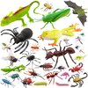 PINOWU 27pcs Bug Toy Figures Playset for Kids Boys, 2-6” Fake Bug Insects - Fake Spiders, Cockroaches, Scorpions, Crickets, Lady Bugs, Butterflies and Worms for Education and Christmas Party Favors