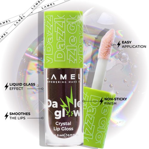 Lamel Dazzle Glow Crystal Clear Lip Gloss - Hydrating Lip Gloss - Non Sticky Lip Gloss - Colored Lip Gloss - Lip Gloss Color - Mini Lip Gloss - Moisturizing Lip Gloss - №408 Cherry Cola