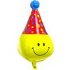Unique 4D Happy Emoticons With Hat Balloons Smile Face Helium Balloons, 6 Pack Cute Cartoons Movie Character Smile with Party Hat Foil Mylar Balloons For Kids Birthday Decoration Party Supplies