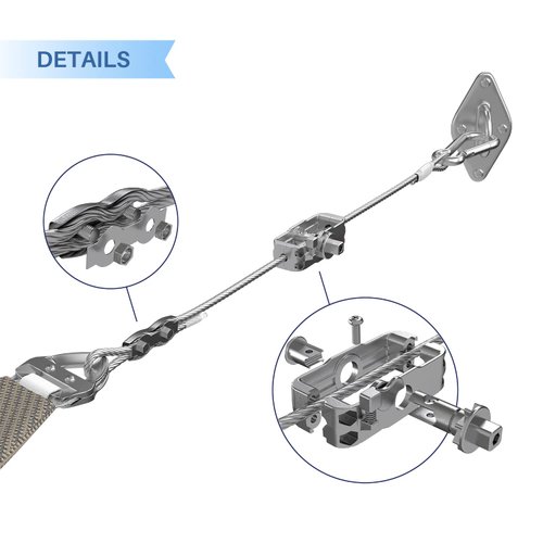 E&K Sun Shade Sail Hardware Kit with Tension Cable Winch Pad Eyes Hooks for Rectangle Sun Shade Sails Installation