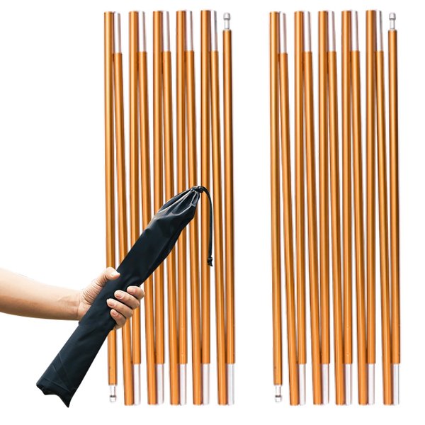 TRIWONDER Tent Pole 2 PCS - Aluminium Rod Tent Pole Replacement Accessories Tent Bar Tent Building Supporting Rod Awning Frames Kit for Hiking Camping (Gold - 14.5ft)