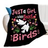 Just A Girl Who Loves Birds Throw Blanket Cute Flower Floral Print Blankets Gifts for Couch Sofa Bed Stuff Decor Soft Cozy Fleece Plush Flannel Bedding for Lover Women Girls Kids Adults 40"x50"