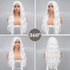 Sabosi Long White Wigs for Women 26 inch Hair Wig, White Wavy Wigs Heat Resistant Synthetic Wig White Halloween Wig