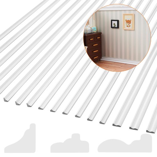 Relaxgiant 24 Pcs Miniature Dollhouse Trim Dollhouse Accessories on 1: 12 Scale 16'' Long Wooden Dollhouse Trims Finishing Corner