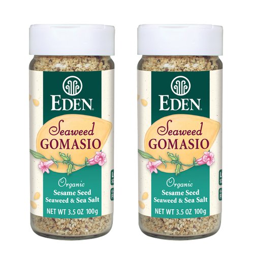 Eden Seaweed Gomasio, Sesame Salt, Organic Sesame Seeds, Sea Salt, Dulse, Nori, and Kombu, Macrobiotic, Furikake, Seasoning, 3.5 oz glass jar (2-Pack)