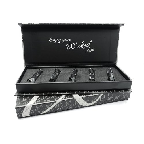 5PCS Reusable W'cked Glass Filter Tips for Slim Cigarettes, Glass Rolling Tip Mouthpieces (Black)