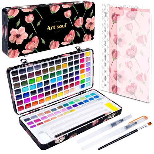 Art+soul 120 Rich Colors Selection, Watercolor Paint Set - Portable Design for Travelers, Painting Enthusiasts and Professional Artists, Art Supplies