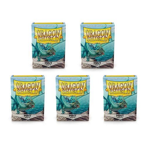 5 Packs Dragon Shield Matte Mint Standard Size 100 ct Card Sleeves Value Bundle!