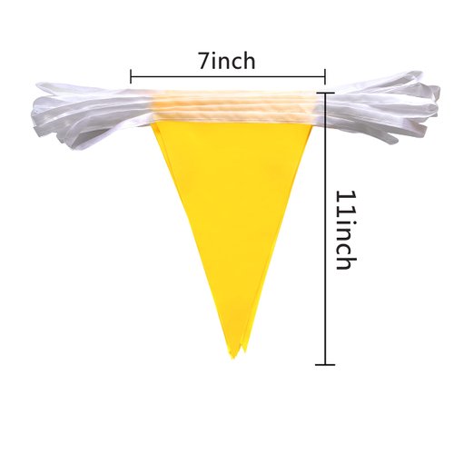 Consummate 100 Feet Yellow Pennant Banners Flags String Hanging Triangle Bunting Flags for Grand Opening,Kids Birthday,Party Decorations,60 PCS