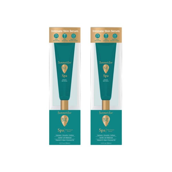 Summer's Eve Spa Daily Intimate Beauty, Luxurious Skin Serum, Post Shave Fragrance Free Women’s Hydrating Serum, 1oz Tube (Pack of 2)