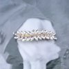 Yheakne Crystal Wedding Hair Clip Barrette Gold Rhinestone Hair Barrette Clips Bling Bridal Headpieces Decorative Head Clip Headwear Crystal Hair Clip Shine Cz Bride Hair Accessories for Women and Girls (Gold)