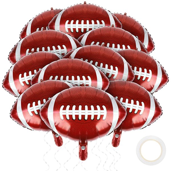 durony 12 Pieces 18 inches Football Balloons Football Themed Party Decorations Foil Mylar Rugby Ball Balloons for Birthday Sports Graduation Party