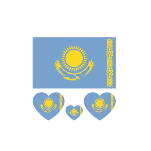 ZPDNURZL 10 Sheets Kazakhstan Flag Tattoos Stickers 40 Pcs Waterproof Sweat Sports National Flag Removable Fake Tattoos