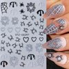 4 Sheets Halloween Nail Stickers 3D Self-Adhesive Spider Web Nail Art Stickers Black Gold Silver White Spider and Spider Web Nail Decals Glitter Design Halloween Nail Supplies for Women Girls