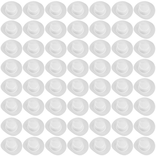 60 Pieces Plastic Mini Western Cowboy Hats Cowgirl Hats, Miniature Cute Toy Doll Hats Doll Dress Up Party Accessories for Dollhouse Decor (White)