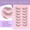 Eyelashes Natural Lashes 13mm Wispy Eyelashes Thin Memory Band False Eyelashes Natural Look Volume Strip Lashes C Curl False Lashes Pack Natural Eyelashes Fake Eyelashes 7 Pair EVENTILL