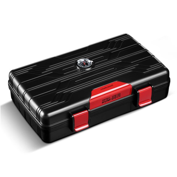 CIGARLOONG Cigar Humidor Travel Cigar Case Double Layer with Hygrometer and Humidifier(Color:Red)