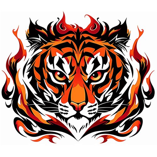 Dopetattoo Six sheets Temporary Tattoos Tiger in Flame for Men Tigers Fake tattoos for Women Neck Arm Chest
