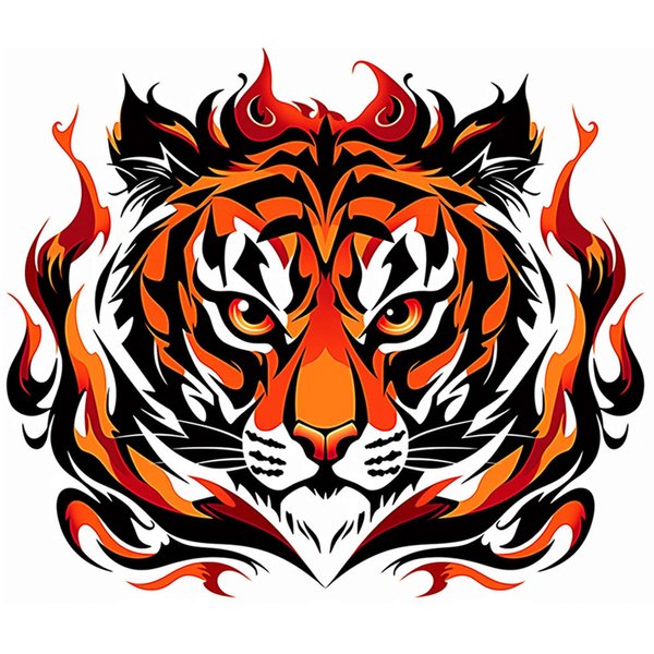 Dopetattoo Six sheets Temporary Tattoos Tiger in Flame for Men Tigers Fake tattoos for Women Neck Arm Chest