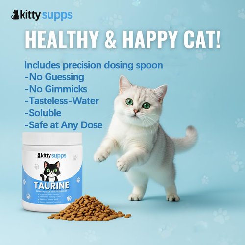 KittySupps Taurine Supplement for Cats,KittySupps Taurine for Cats - Supports Heart, Eyes & Immunity, Promotes Energy & Healthy Coat, 200 Gram Powder Supplement.
