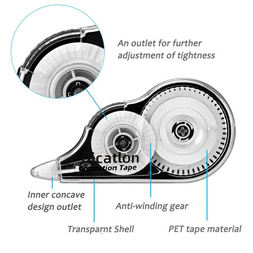 Dicatlon 10-Count pack White Out Easy to Use Correction Tape Quick Dry Tear Resistant Shaped Applicator Instant Corrections Correct Wrong Writing At Any Time For Office Students school Home