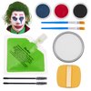 Halloween Joker Clown Makeup Kit - Joker Make Up Kit Includes White Red Black Blue Oil Based Face Body Paint and 20g Green Temporary Hair Color Wax, Powder Puff and 2 Blue Brushes, for Joker Cosplay