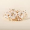 Wedding Hair Comb Gold Color Flower Bridal Handmade Wedding Hair Accessories for Brides and Bridesmaid