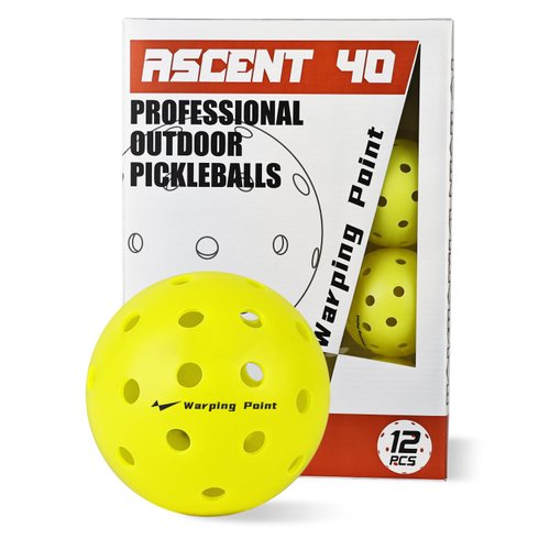Warping Point Outdoor Pickleball Balls Usapa Approved, 12 Pack 40 Holes Competition Pickle Balls for Tournament Play, Crack Resistant Pickleball for Beginner Intermediate Pro Player, Yellow