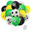 50Pcs Football Balloons for Boys, Green Black White Soccer Latex Balloons Soccer Printed Balloons Soccer Balloons for Football Soccer Sports Theme Birthday Party Supplies Baby Shower Decor