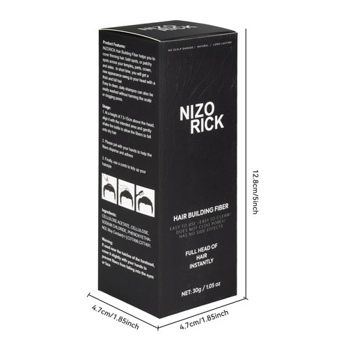 NIZORICK Hair Fibers for Thinning Hair,Hair Building Fibers Instantly Thicker & Fuller Look,Conceals Hair Loss Fill In Fine Hair Powder for Women and Men(30g/1.05oz) (New Black)