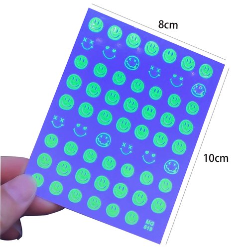 8PCS Luminous Nail Stickers,3D Self-Adhesive Fluorescence Flame Cloud Rainbow Nail Stickers Decals Glow in The Dark for Halloween Nail Art DIY Decoration