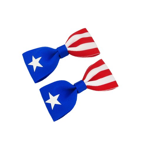 Puerto Rico Hair Accessories for Girls 3.5 Inch Flag Hair Bow For Toddlers Bows For Little Girls With Clips 2 Pack For School Dance Event