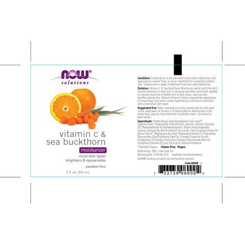 Now Foods, Solutions, Moisturizer, Vitamin C & Sea Buckthorn, 2 fl oz (59 ml)