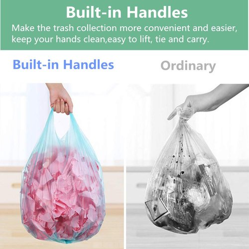 Trash Bags,4 Gallon Handle Tie Small Garbage Bags For Office, Kitchen,Bedroom Waste Bin,Colorful Portable Strong Rubbish Bags,wastebasket bag,100 Counts