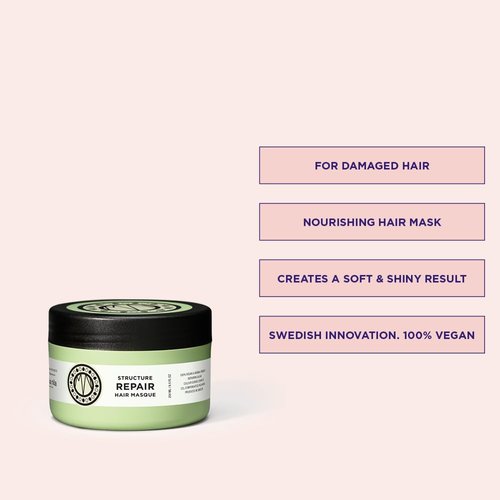 Maria Nila Structure Repair, Hair Mask, 250 ml, For Damaged & Chemically Treated Hair, Algae Extract Rebuilds & Moisturizes, 100% Vegan & Sulfate/Paraben free
