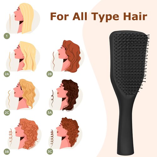 SHINLEA Detangler Hair Brush for Wet & Dry Hair, No Tangle Wave-shaped Soft Bristle Hairbrush for Reduces Breakage, Lightweight Travel Brush Detangling All Hair Types, Black