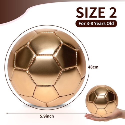 DLUGOPIS Golden Mini Soccer Ball Size 2 Toddler Soccer Ball Kids Soccer Ball Age 3-8 for Trophy Boys Girls Outdoor Grass Yard Toys Sport Gift