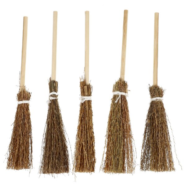Toyvian Whisk Broom Dollhouse Miniature Broom, Witches Prop Broom, Mini Broom Costume Hangings Decorations, Dollhouse Accessories Party Supplies, Micro Landscape Decor 5 Pieces Outdoor Broom