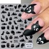 Black Cat Nail Art Stickers Decals 3D Cute Cat Nail Stickers 4PCS Kawaii Cartoon Animal Self-Adhesive Nail Decals Nail Art Supplies Cute Cartoon Manicure Sliders for Women Girls Nail Art Decorations