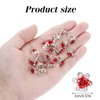 20 PCS Red Rose Hair Clip Rhinestones Red Flower Hair Pins, Tiny Hair Clips Rose Hair Accessories Flower Clips for Hair Mini Flower Clips Decorative Red Hair Clips for Women Valentine's Day Chirstmas