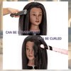 Mannequin Head Human Hair Mannequin Head with Hair 100% Real Hair Manikin Head Doll Head for Hair Styling Hair Mannequin Head with Free Table Mannequin Head Stand (Black mannequin head, 16 inch)