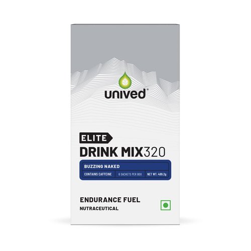 Unived Elite Drink Mix 320 | High Calorie Energy Drink | 2:1 Ratio & 80g Carbohydrates with 1705mg Essential Electrolytes | Endurance Athletes Sports Drink, Buzzing Naked (100mg Caffeine) 6 Pack