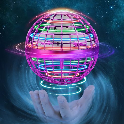 M&Hong Flying Orb Ball for Kids Adults, Hand Controlled Boomerang Ball, Soaring Flying Spinner Mini Drone, Hover Flying Ball Toy with LED Lights, Drone Ball Endless Tricks Gifts for Boys Girls