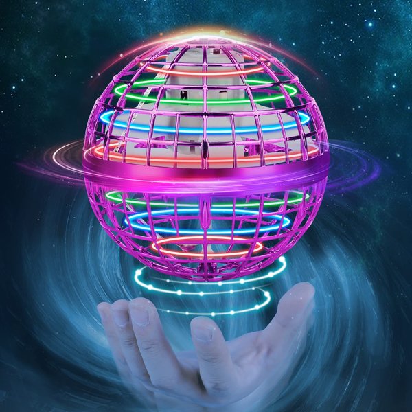 M&Hong Flying Orb Ball for Kids Adults, Hand Controlled Boomerang Ball, Soaring Flying Spinner Mini Drone, Hover Flying Ball Toy with LED Lights, Drone Ball Endless Tricks Gifts for Boys Girls