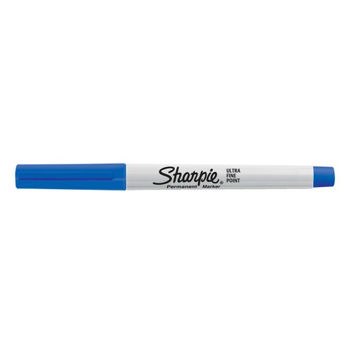 SHARPIE 37003 Ultra-Fine Permanent Marker, Marks on Paper and Plastic, Resist Fading and Water, AP Certified, Blue Color, Pack of 12